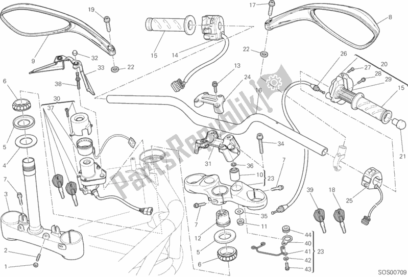 All parts for the Handlebar of the Ducati Monster 795 EU Thailand 2013
